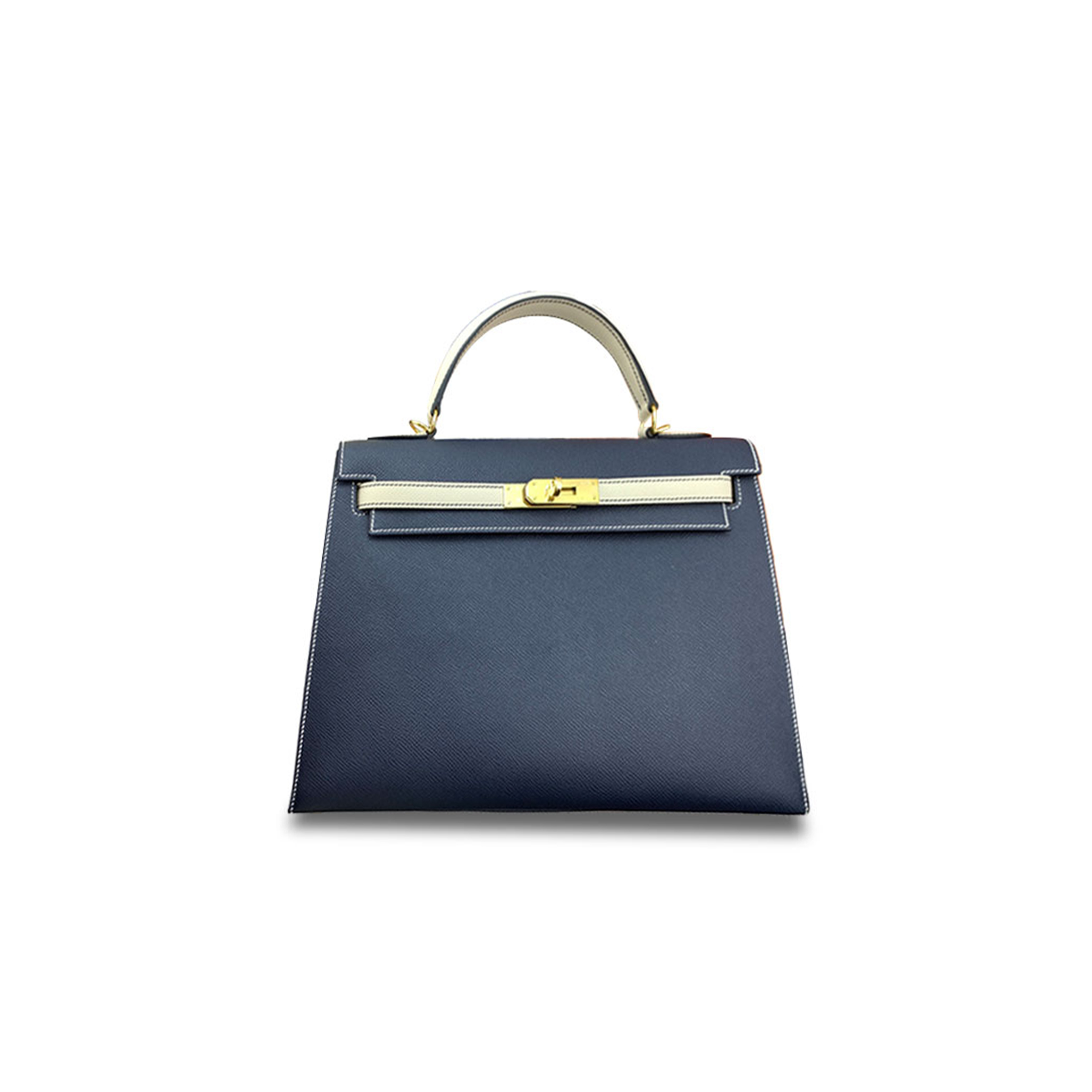 H**mes master kelly 32 epsom midnight blue milkshake platinum buckle (32*23*10.5cm)